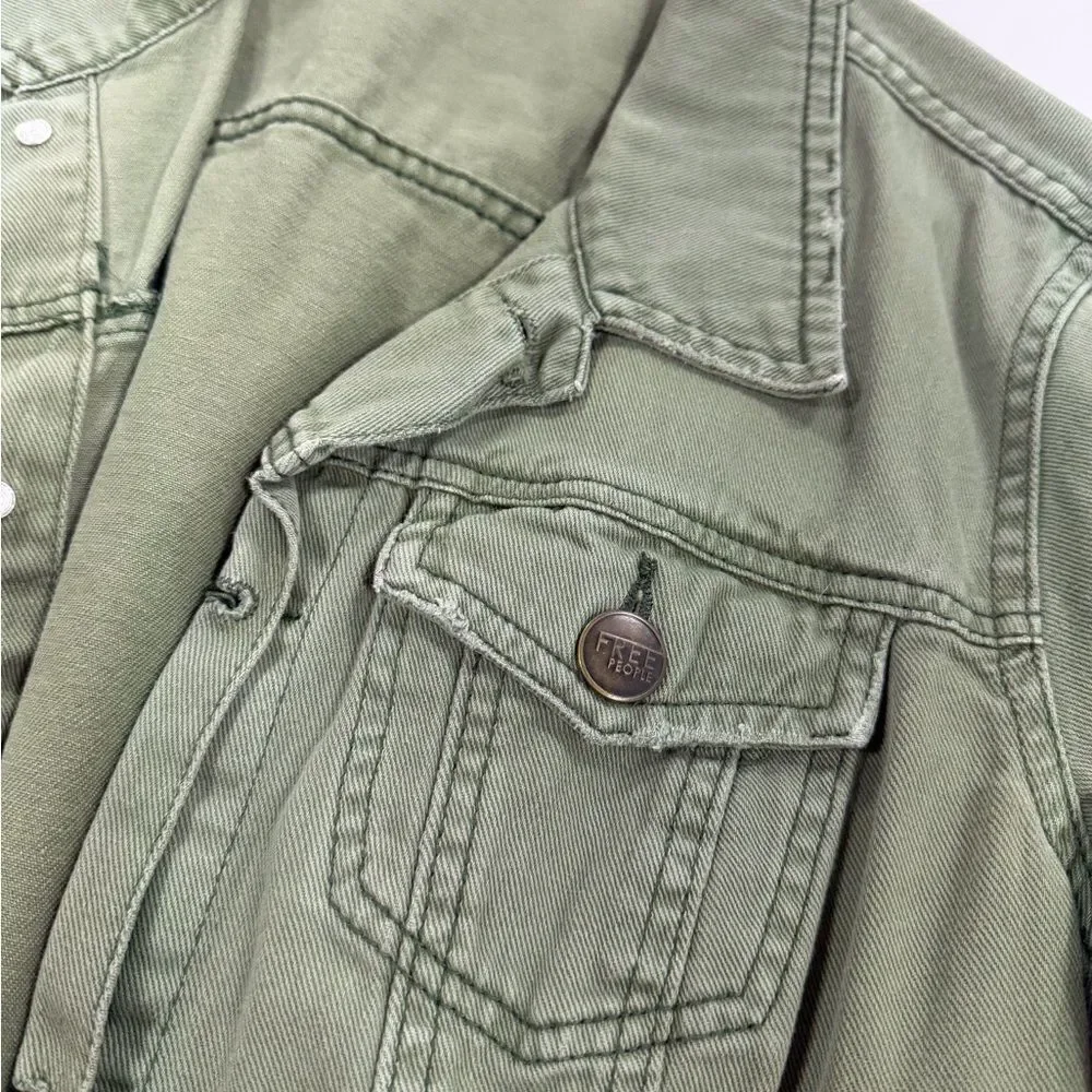 Free People army green distressed jacket S